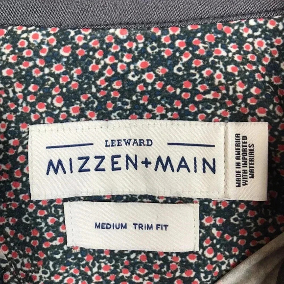 Mizzen + Main Leeward Trim Fit Long Sleeve Button Up Shirt Mens Size Medium M - Picture 4 of 16